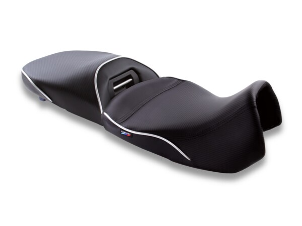 Sargent's 2-pc seat set featuring Non-Standard options CFX Silver Welt, Low Version for the BMW R 1300 GSA.